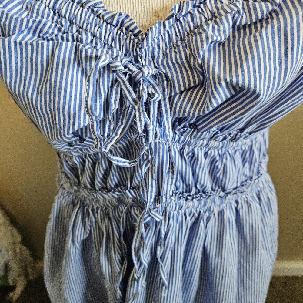 Free Asembley Blue and White Stripped Dress 100% Rayon Size Large. - Picture 10 of 16